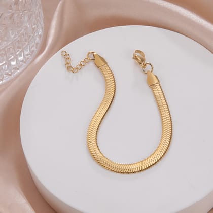 Gold plated Stainless Steel Snake Chain Bracelet for Women & Girls