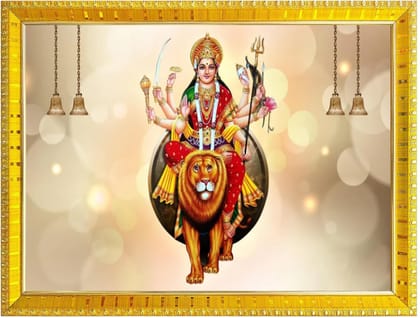 NOKKES Sherawali maa veshno maa durga maa photo Golden 5X7 Inch Photo Frame_AQW39