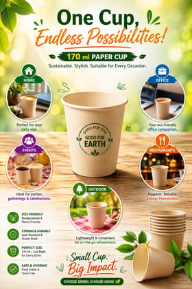 Eco-Friendly Paper Cup for every Occasion 170 ml (100 Cups)