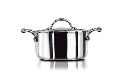 Stahl Artisan Triply Stainless Steel Casserole with Lid | Premium Induction-Friendly Cook & Serve Casserole (Size - 22cm-3.8ltr) by Mahavir Home Store