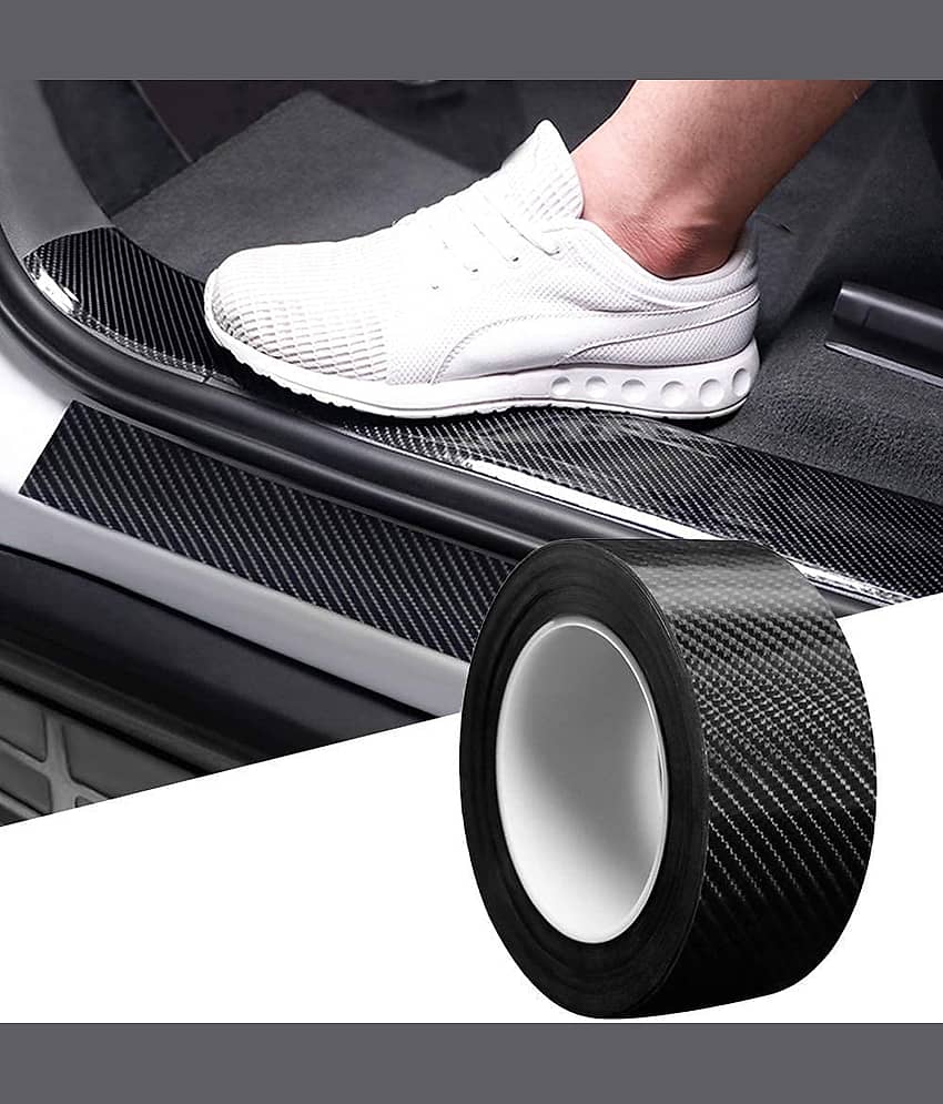 Bhavyta Car Sticker Carbon Fiber Rubber,Entry Guard Protector Strip Car Door Sill Protector,Bumper Door Guard Scuff Plate Protectors Tape Anti-Scratch Step 5 M Polyvinyl Chloride