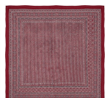 Traditional  Ajrakh Print Cotton Bedsheet with Authentic Handmade Kantha Work (90*108)