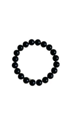 NAVSTONE GEMS & JEWELS Natural Black Obsidian Beaded Bracelet, 8mm Round Beads, 7-inch, Grounding and Protection Crystal Bracelet