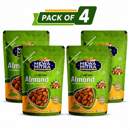 MewaMitra Premium Almonds 1kg (Pack of 4 x 250g) | Handpicked Badam Giri | Natural Californian Almonds | High Protein Luxury Dry Fruits