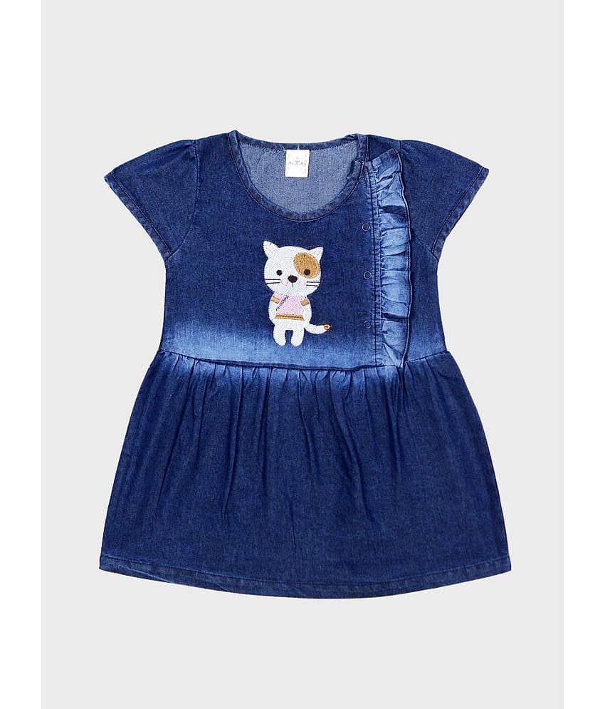 Me N My CLOSET Denim Frock For Girls ( Pack of 1 , Blue )