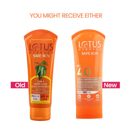 Lotus Herbals Safesun 3In1 Matte Look Tinted Sunscreen SPF 40 PA+++ In Vivo Tested Matte Finish (100g)