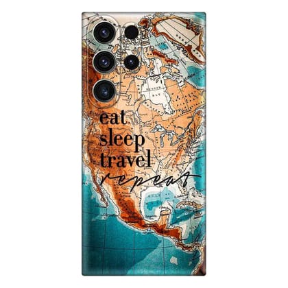 Eat Sleep Travel Samsung S23 Ultra (5G)  Premium Emboss cover