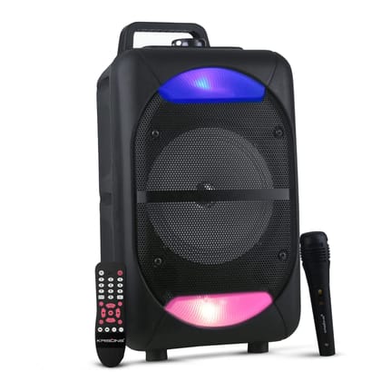 Krisons Beatz with FM,USB,Aux and Bluetooth with Free Wired Mic Bluetooth Trolley Speaker, Black Black