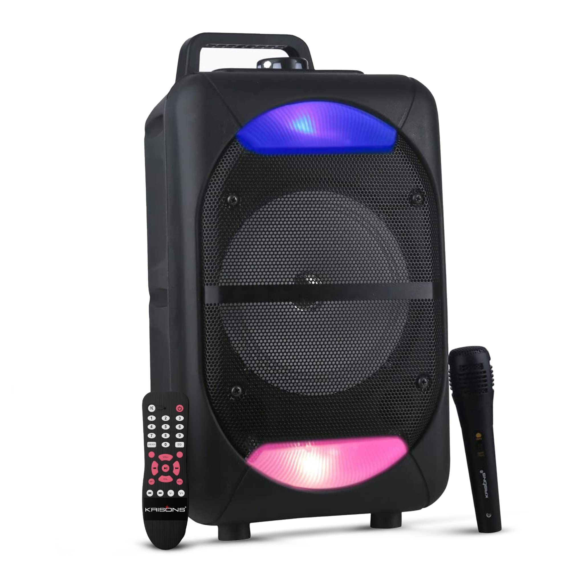 Krisons Beatz with FM,USB,Aux and Bluetooth with Free Wired Mic Bluetooth Trolley Speaker, Black Black