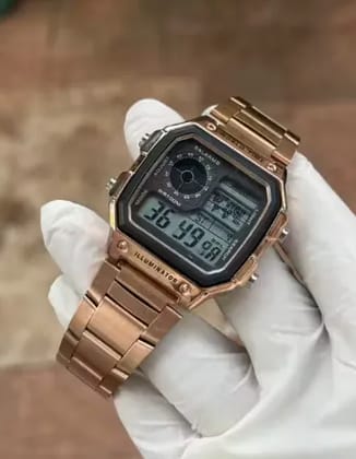 Rose gold with black Stainless Steel Digital Watch - For Men & Women Rose gold with black Stainless Steel Digital Watch - For Men & Women