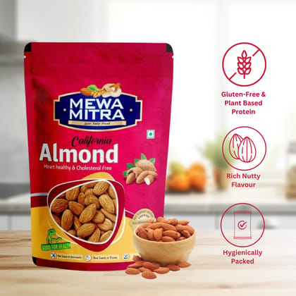 MewaMitra Regular Almonds 250g | Natural & Fresh Badam Giri | Raw Dry Fruits | High Protein Healthy Snack Nuts