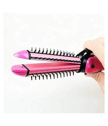 New Nova NHC-8890 3 in 1 Hair Straightener and Curler (Pink)(Straightener & curler for women & men)