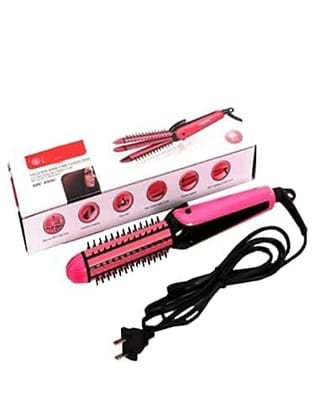 New Nova NHC-8890 3 in 1 Hair Straightener and Curler (Pink)(Straightener & curler for women & men)