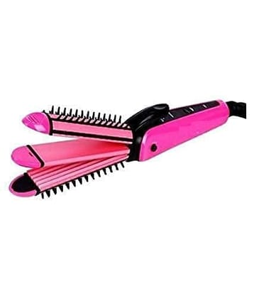 New Nova NHC-8890 3 in 1 Hair Straightener and Curler (Pink)(Straightener & curler for women & men)