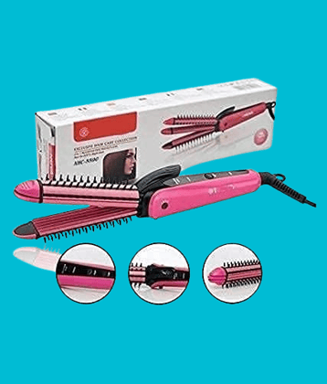 New Nova NHC-8890 3 in 1 Hair Straightener and Curler (Pink)(Straightener & curler for women & men)