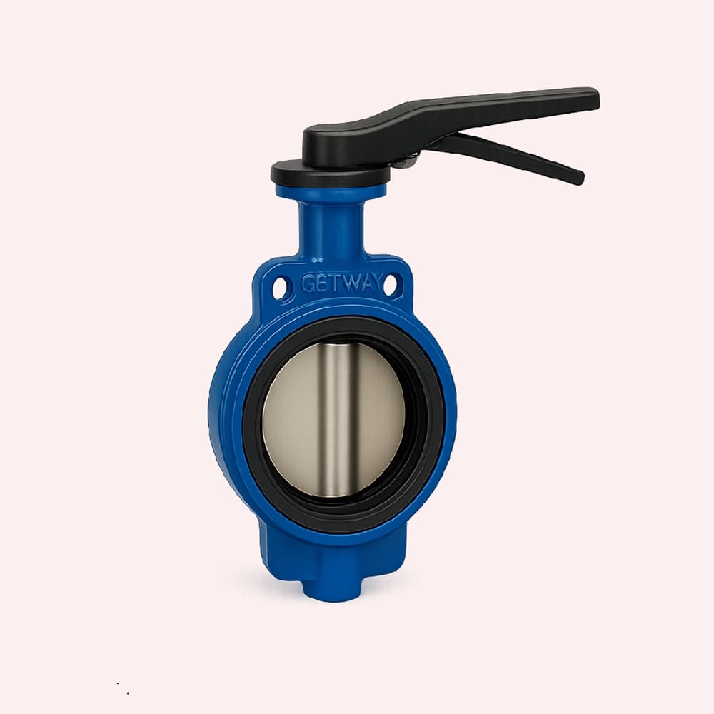 GETWAY Cast Iron Butterfly Valve 4 Inch (100mm) PN16 Wafer Type, Lever Operated