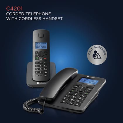  Motorola Voice C4201 Corded Telephone with Digital Cordless Handset