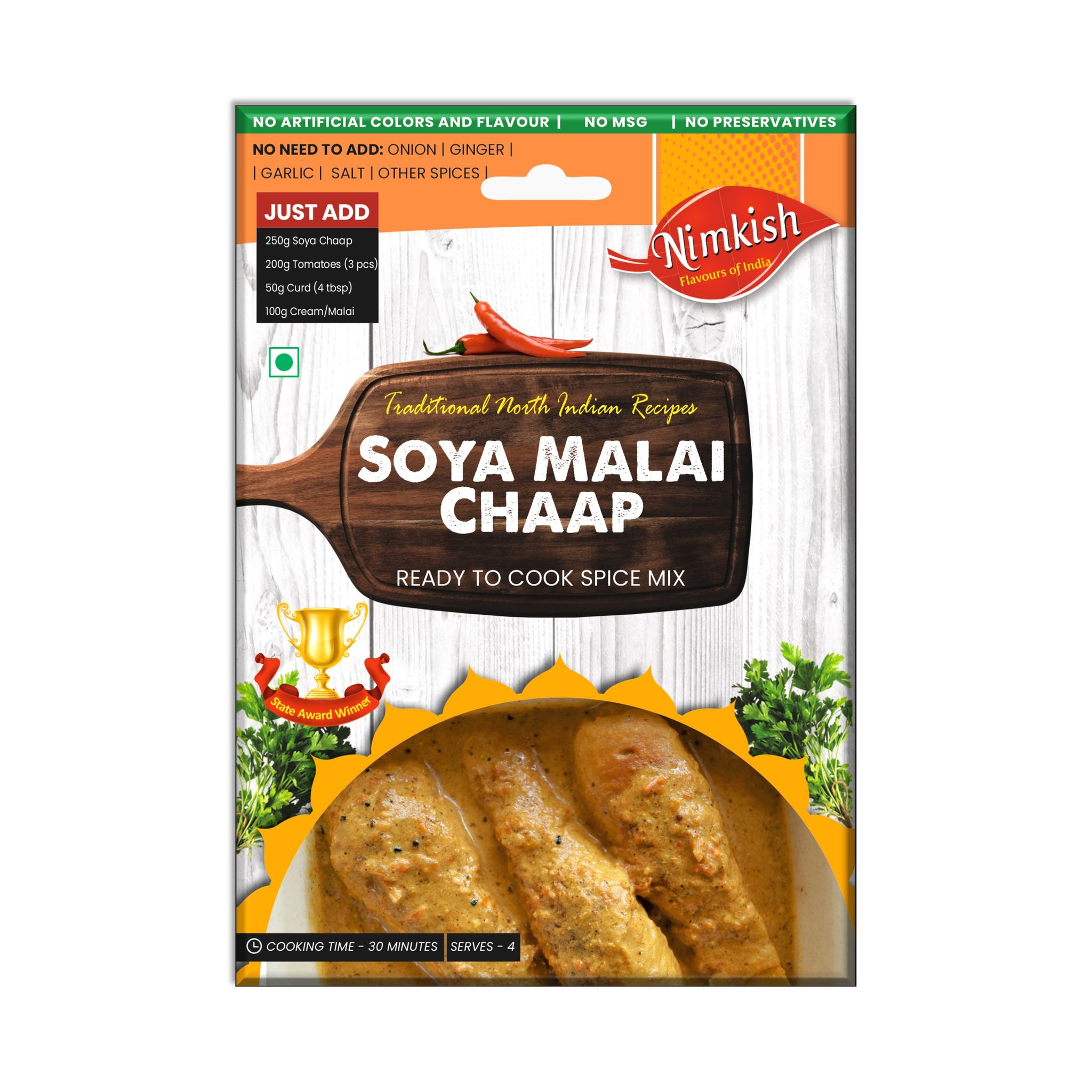 Nimkish Soya Malai Chaap Ready to Cook Spice Mix | 50g | Onion Ginger Garlic Already in Mix | Himalayan Recipe