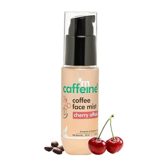mCaffeine Cherry Affair Hydrating Coffee Face Mist | Hyaluronic Acid & Caffeine Infused Mist for Glowing Skin | Energizes & Tones | Lightweight & Non-Sticky | Alcohol-free Mist for Men & Women | 50ml