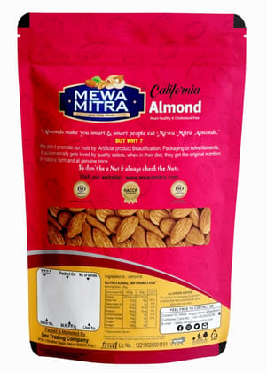 MewaMitra Regular Almonds 500g (Pack of 2 x 250g Each) | Natural & Fresh Badam Giri | Raw Dry Fruits | High Protein Healthy Snack
