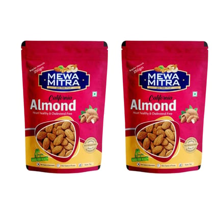 MewaMitra Regular Almonds 500g (Pack of 2 x 250g Each) | Natural & Fresh Badam Giri | Raw Dry Fruits | High Protein Healthy Snack
