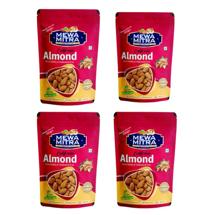 MewaMitra Regular Almonds 1kg (Pack of 4 x 250g) | Badam Giri | Natural Raw Almonds | Healthy Dry Fruits | Daily Snack Nuts