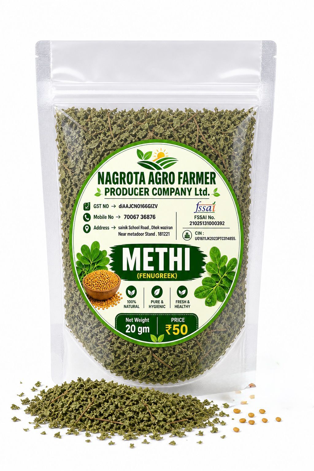 Nagrota Agro Farmer METHI (Fenugreek) Leaves - 20g