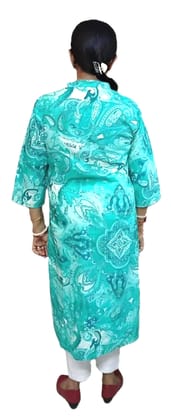 Women's Cotton Printed Straight Kurta | Size L | Collar Neck Kurti|