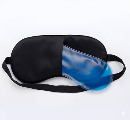 Soft Black Sleep Mask with Cool Gel Insert for Travel & Relaxation | Reusable Cooling Eye Mask for Dark Circles, Puffiness & Stress Relief | Comfortable Adjustable Strap Light Blocking Eye Cover for Men & Women
