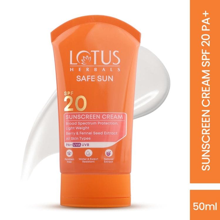 Lotus Herbals Safe Sun Sunscreen Cream PA+ SPF-20 Non Greasy (100g)