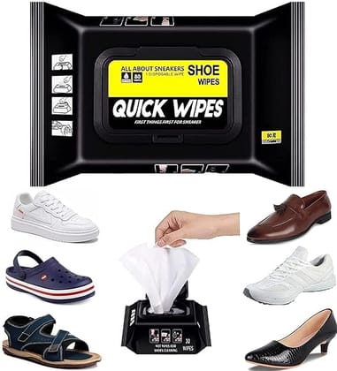 Shoe Cleaner Wipes - 1 Pack of 80 Wipes - Portable Sneakers Cleaner Shoe Wipes Quickly Remove Dirt & Stains - These Disposable Shoe Cleaning Wipes Can Be Used