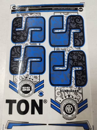 Self Adhesive, Vinyl Plastic, Cricket Bat Sticker -  SS Blue