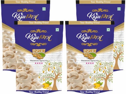 KajuMitra Cashew Nuts 800g (Pack of 4 x 200g) | W280 Premium Cashews | 4 Star Whole Kaju | Natural & Fresh Dry Fruits | Family Pack