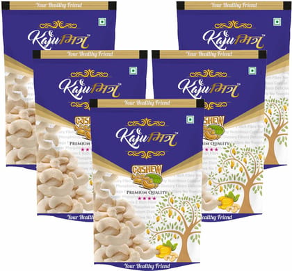 KajuMitra Cashew Nuts 1kg (Pack of 5 x 200g) | W280 Premium Cashews | 4 Star Whole Kaju | Natural & Fresh Dry Fruits | Family Value Pack