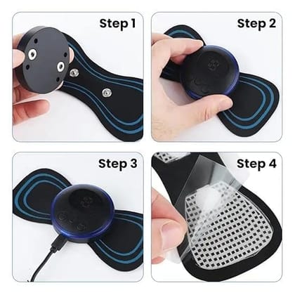 Wireless EMS Mini Body Massager for Pain Relief, Portable Butterfly Muscle Stimulator with 8 Modes & 19 Intensity Levels, Cordless Body Massage Machine for Neck, Shoulder & Back Relaxation