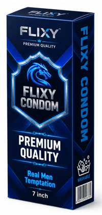 FLIXY 7-Inch Reusable Dragon Condom with Veins | FLIXY Condom for Men Premium Quality Realistic Texture Flexible Soft Material Adult Wellness Product for Couples 7 Inch Blue Edition