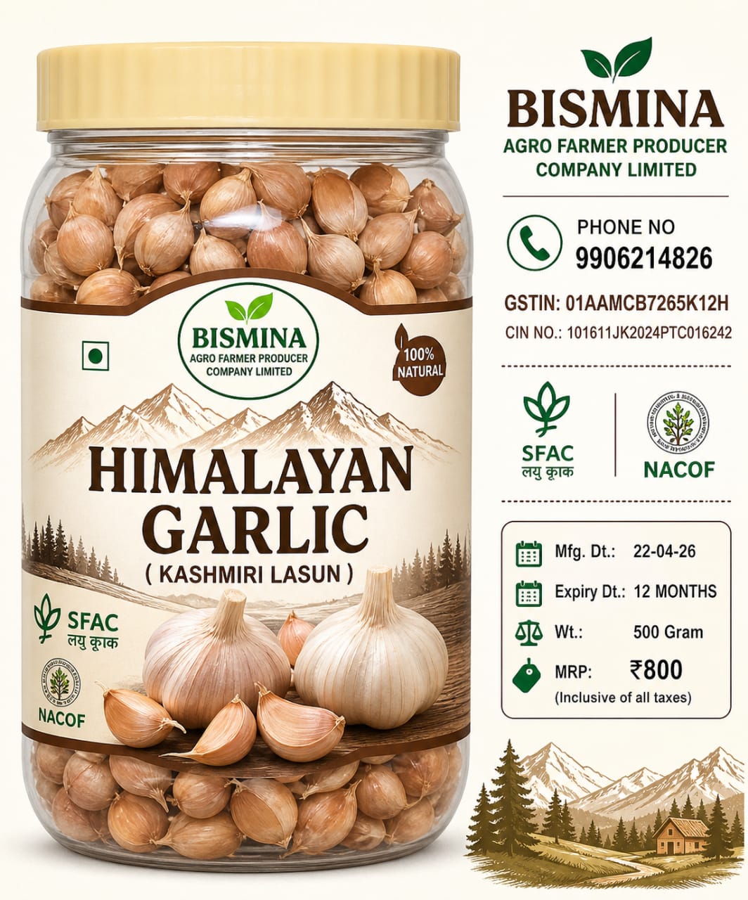 Himalayan Garlic (Kashmiri Lasun) 500 Gram 