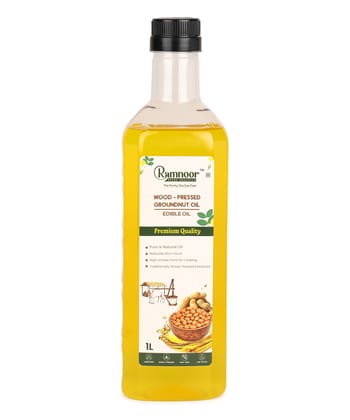  Ramnoor Pure Organic Wood Pressed Groundnut Oil 1L | Cold Pressed Kachi Ghani Peanut Oil | 100% Pure & Natural | Unrefined | Chemical Free | Cooking Oil
