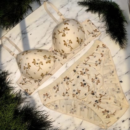 SVAHA Women’s Cotton Blend Bra & Panty Set Pack of 3 | Soft Printed Lingerie Set | Comfortable Everyday Wear | Sizes 28–40