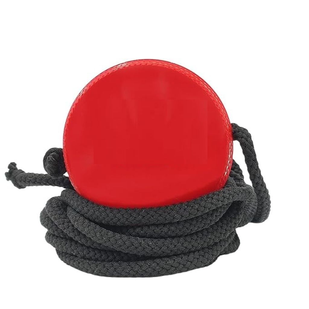 Synthetic Hard Ball with a Cord, Cricket Hanging & Knocking Ball for Indoor & Outdoor Training,Practice, Batting ( Red ) - Sports and Fitness Equipment | Buy online on ZillyBuy