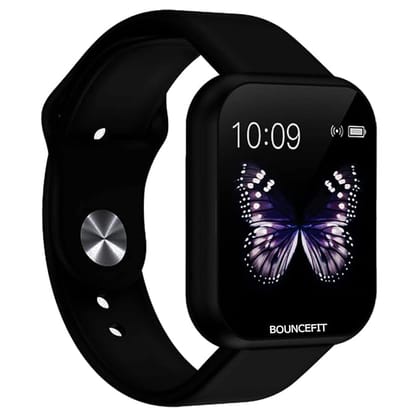 Bouncefit D20 Y68 Fitness Band Smart Watch for Men, Women, Boys, Girls, Kids – Single Touch Interface, Water Resistant, Workout Modes, Quick Charge Sports Smartwatch – Jet Black