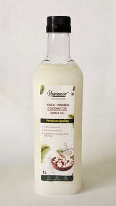 Ramnoor Pure Organic Cold Pressed Virgin Coconut Oil 1L | Unrefined | Natural Aroma | Multipurpose Coconut Oil