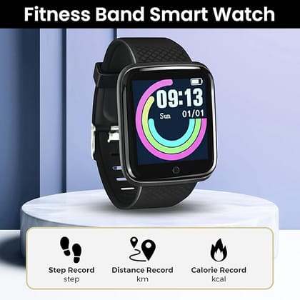 Bouncefit D20 Y68 Fitness Band Smart Watch for Men, Women, Boys, Girls, Kids – Single Touch Interface, Water Resistant, Workout Modes, Quick Charge Sports Smartwatch – Jet Black