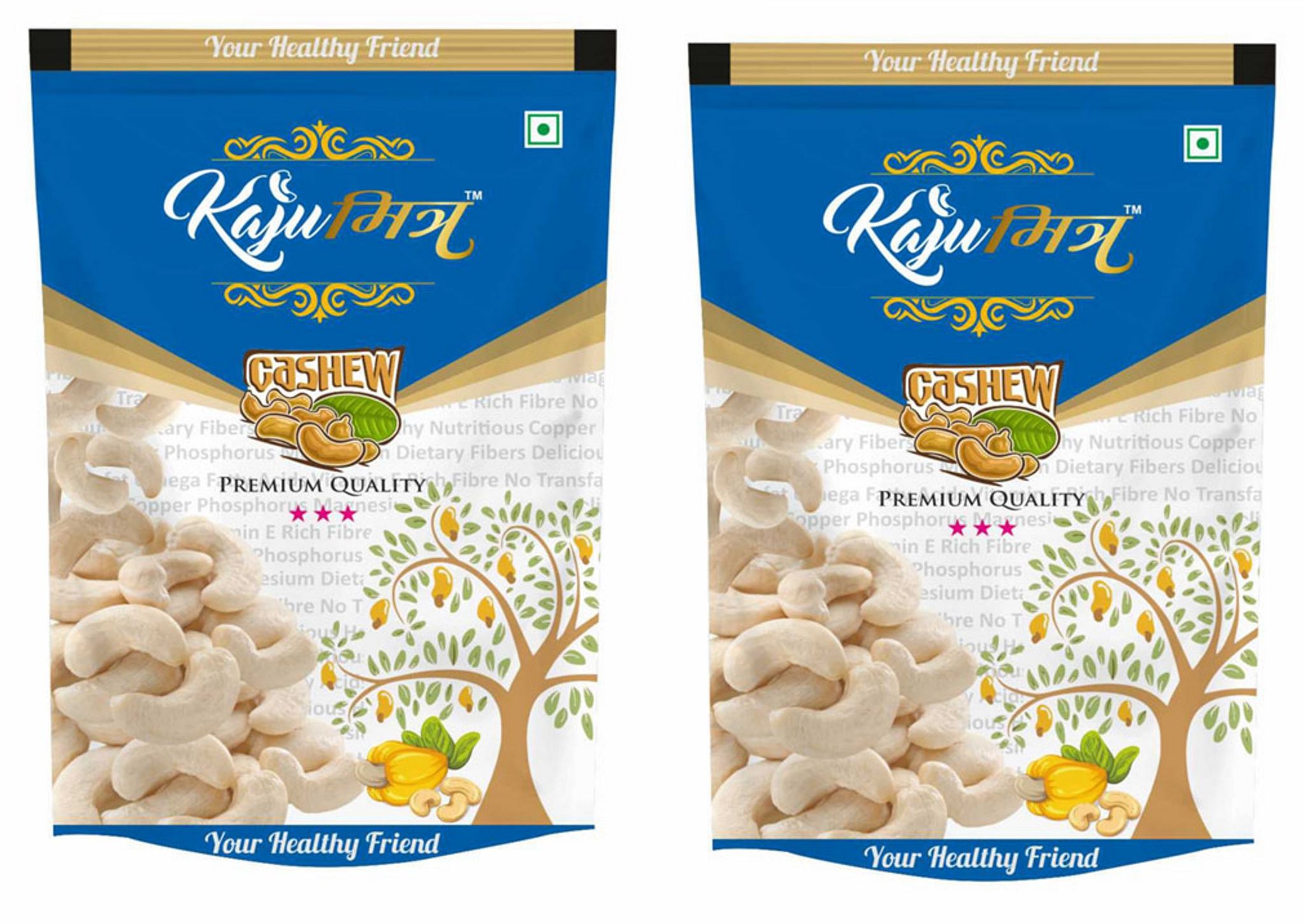 KajuMitra Cashew Nuts 400g (Pack of 2 x 200g) | W320 Grade 3 Star Kaju | Whole Cashews | 100% Natural Dry Fruits