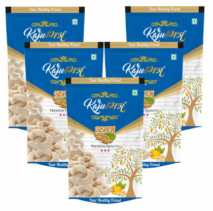 KajuMitra Cashew Nuts 1kg (Pack of 5 x 200g) | W320 Grade 3 Star Kaju | Whole Cashews | 100% Natural Dry Fruits | Family Value Pack