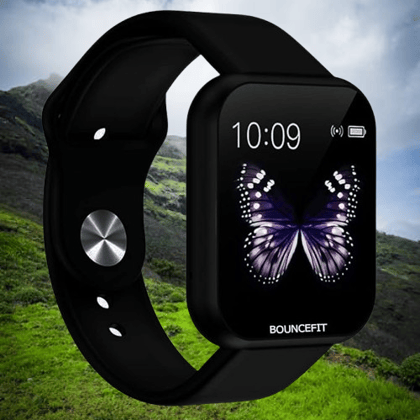 Bouncefit D20 Y68 Fitness Band Smart Watch for Men, Women, Boys, Girls, Kids – Single Touch Interface, Water Resistant, Workout Modes, Quick Charge Sports Smartwatch – Jet Black