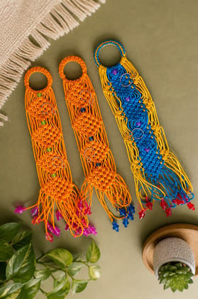 Handcrafted Macramé Key Holder Wall Hanging combo of 3