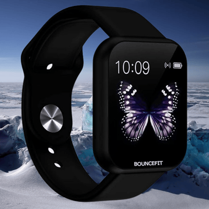 Bouncefit D20 Y68 Fitness Band Smart Watch for Men, Women, Boys, Girls, Kids – Single Touch Interface, Water Resistant, Workout Modes, Quick Charge Sports Smartwatch – Jet Black