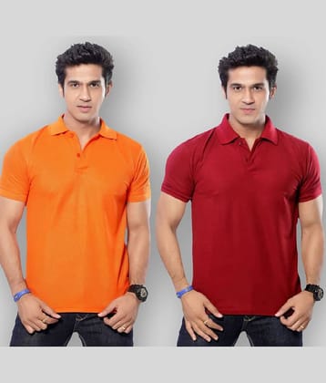 SKYRISE Pack of 2 Cotton Blend Slim Fit Solid Half Sleeves Men's Polo T Shirt ( Multicolor )