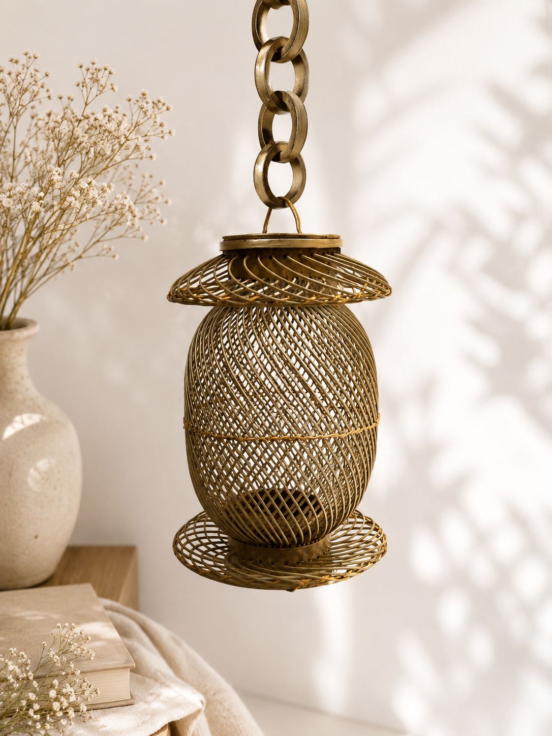 Handwoven Cane Hanging Lantern
